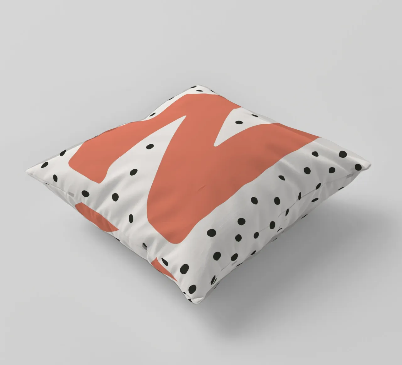Initial N on dot pattern - Scandinavian style decorative cushion by KidzStudio
