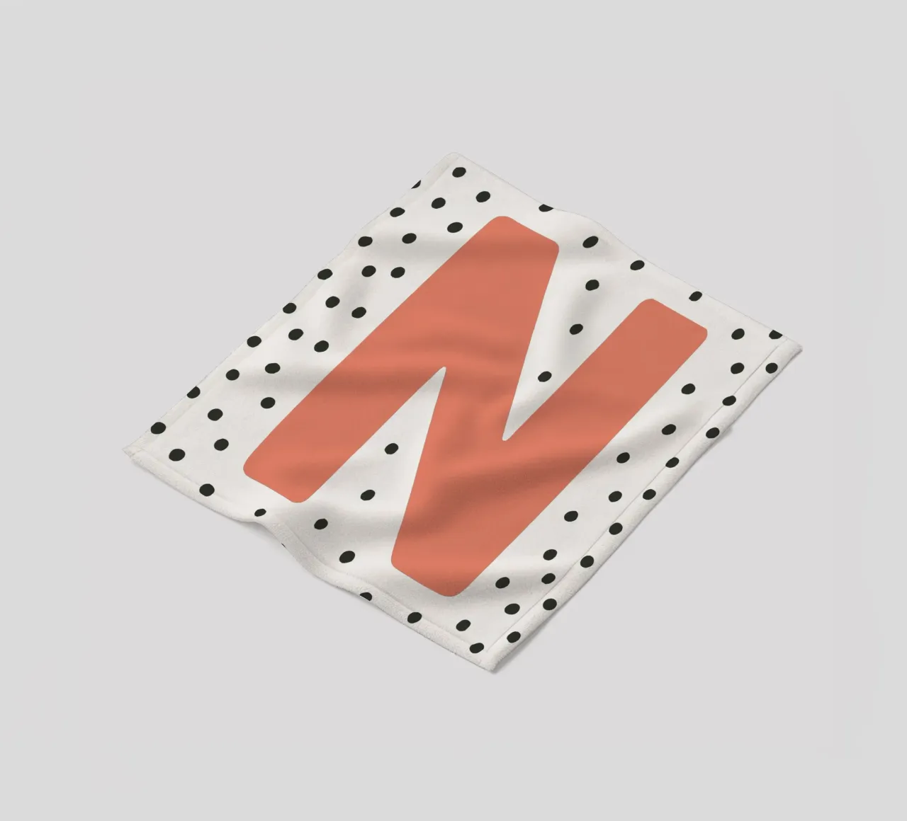 Initial N on dot pattern - Scandinavian style fleece blanket by KidzStudio
