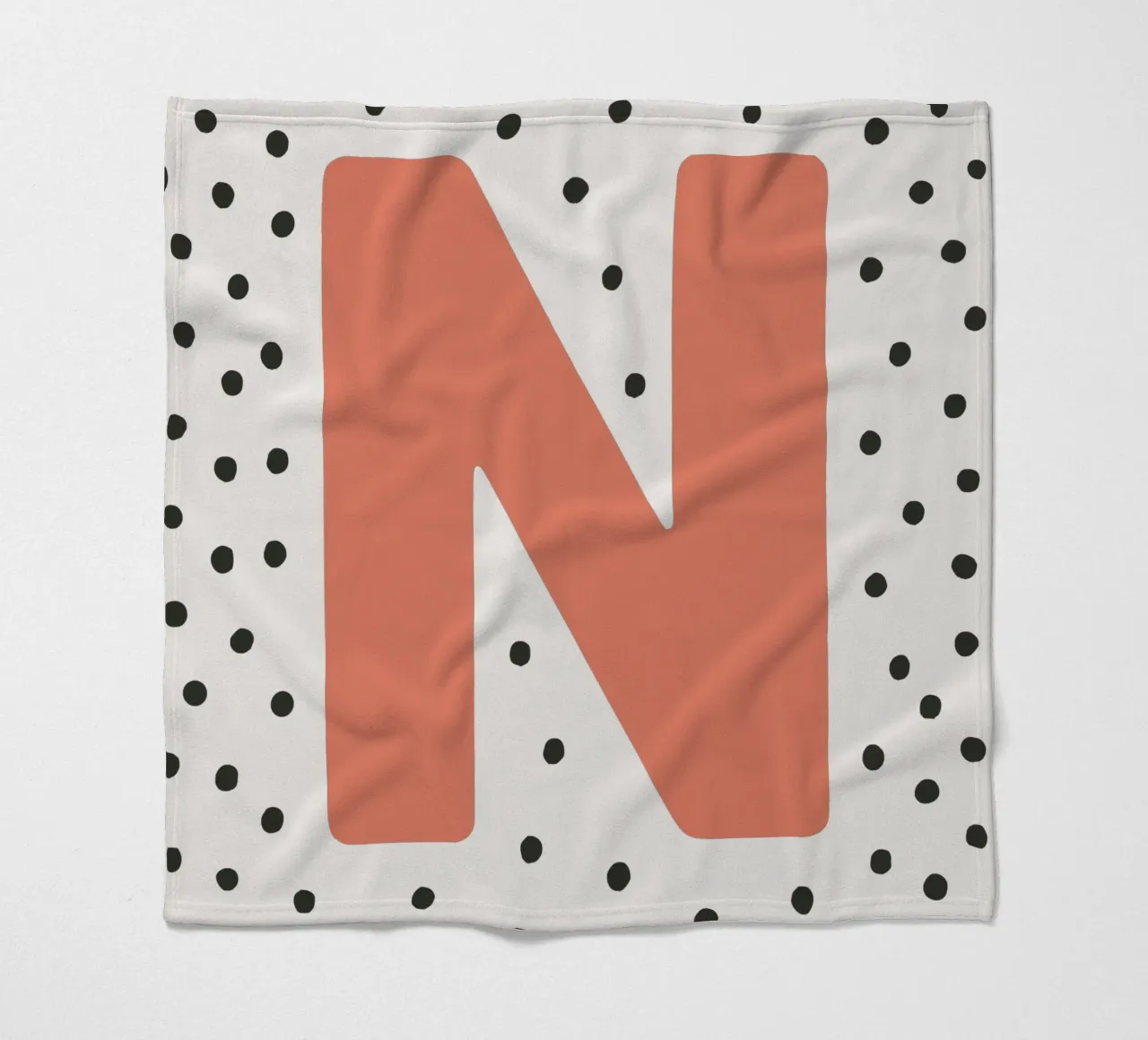 Initial N on dot pattern - Scandinavian style fleece blanket by KidzStudio