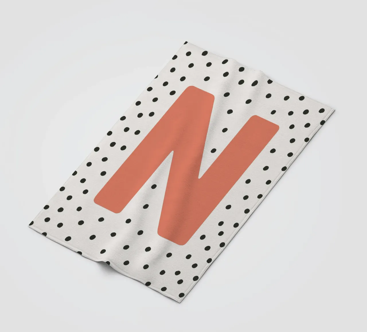 Initial N on dot pattern - Scandinavian style fleece blanket by KidzStudio