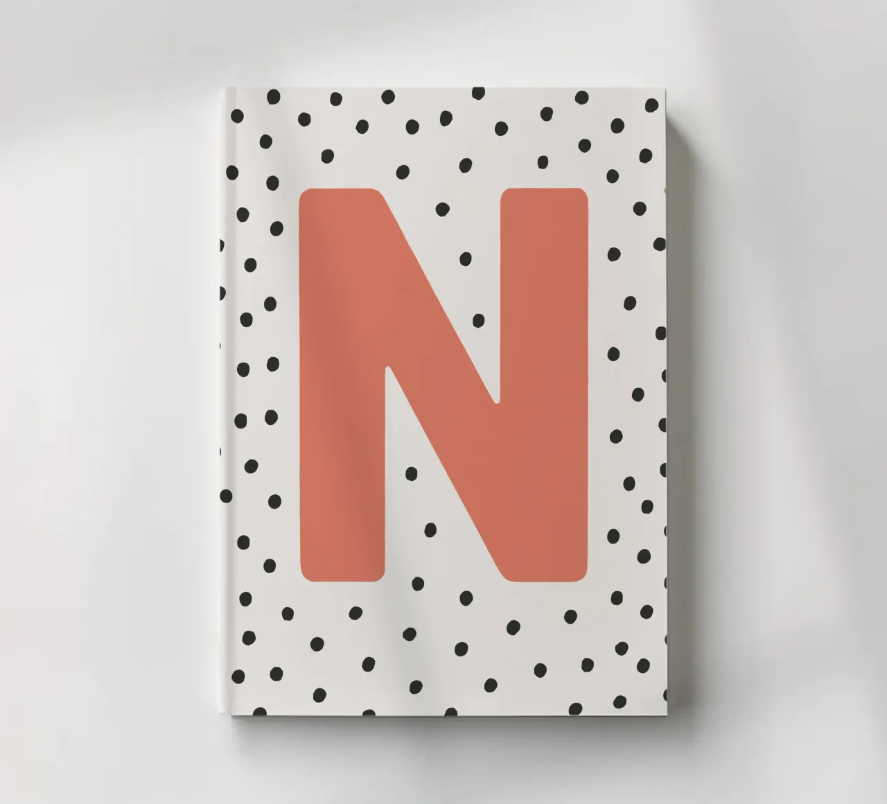 Initial N on dot pattern - Scandinavian style notebook by KidzStudio