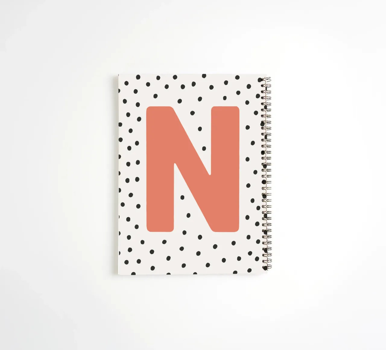 Initial N on dot pattern - Scandinavian style spiral notebook by KidzStudio