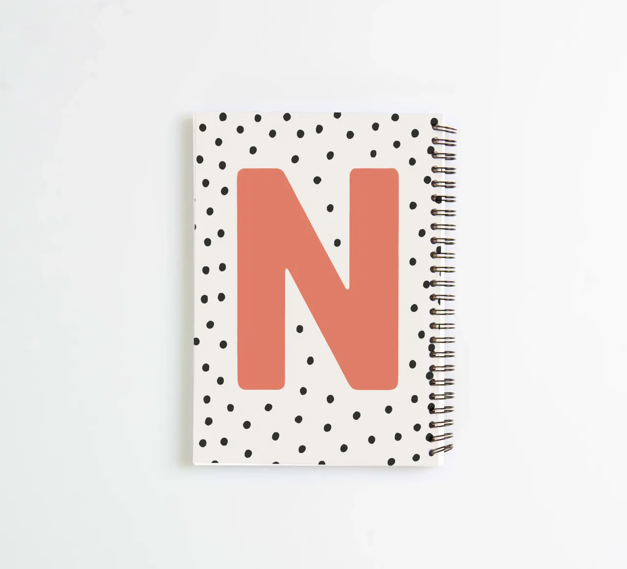 Initial N on dot pattern - Scandinavian style spiral notebook by KidzStudio