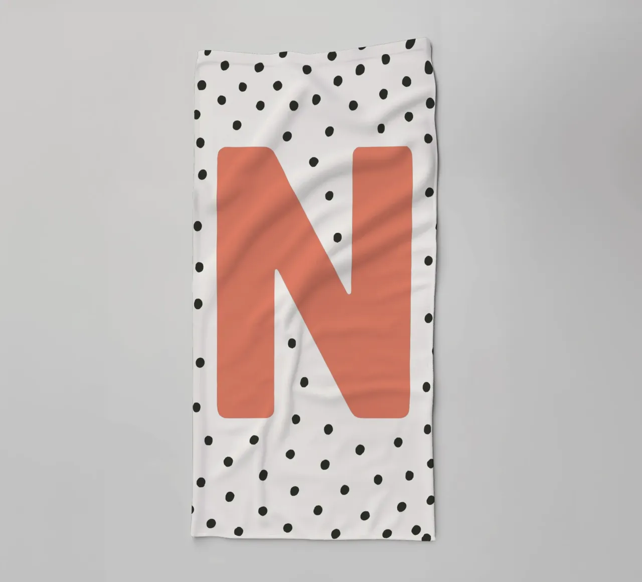 Initial N on dot pattern - Scandinavian style towel by KidzStudio