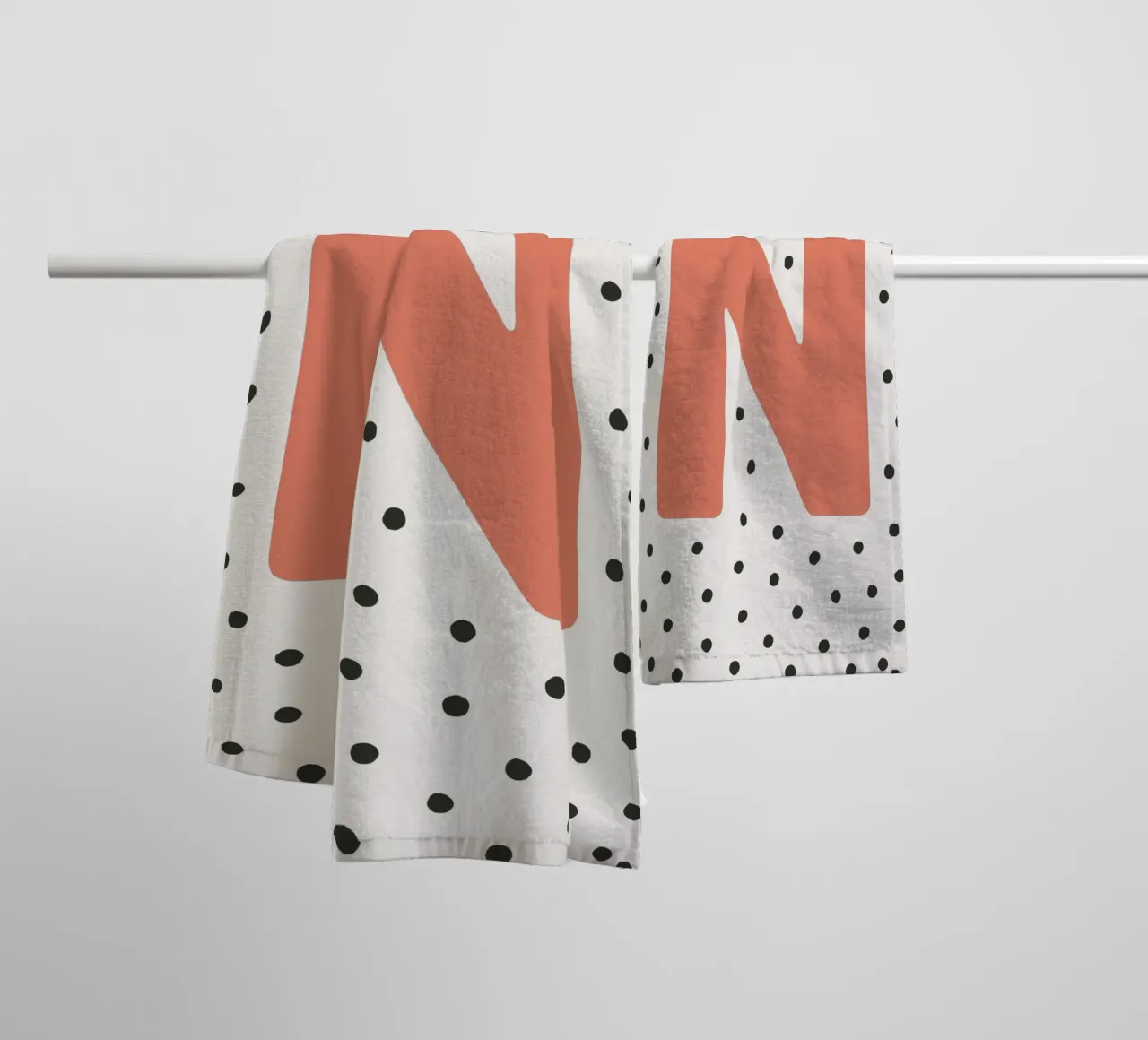 Initial N on dot pattern - Scandinavian style towel by KidzStudio