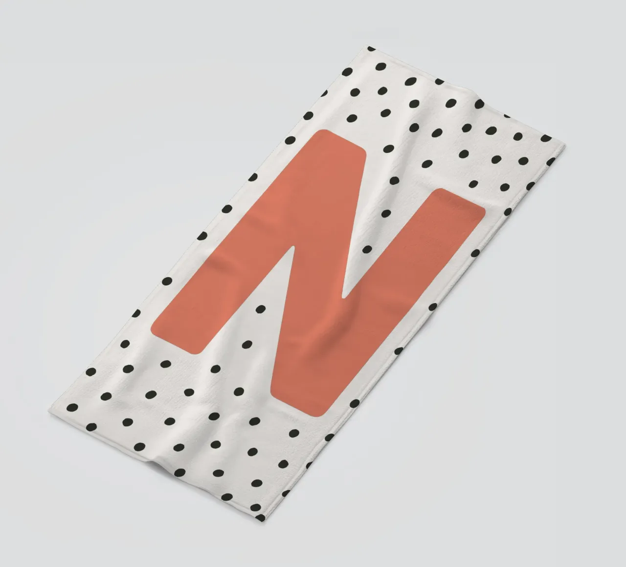 Initial N on dot pattern - Scandinavian style beach towel by KidzStudio