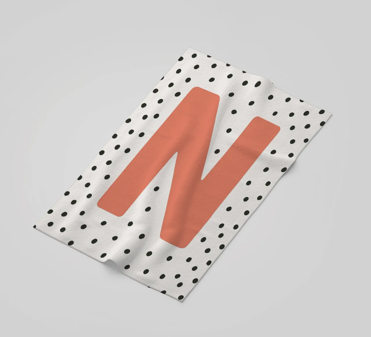 Initial N on dot pattern - Scandinavian style beach towel by KidzStudio