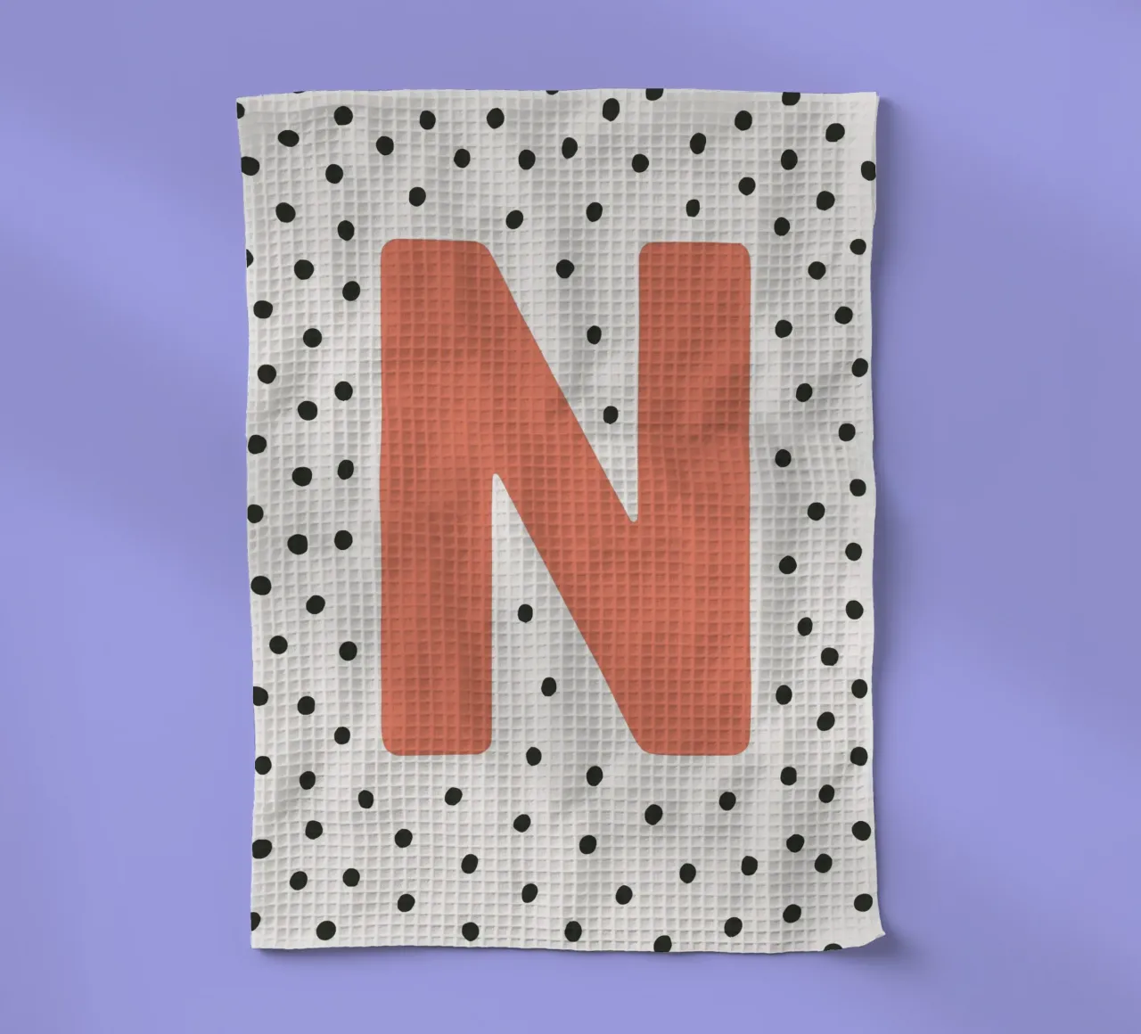 Initiale N sur motif à pois - style scandinave torchon de KidzStudio