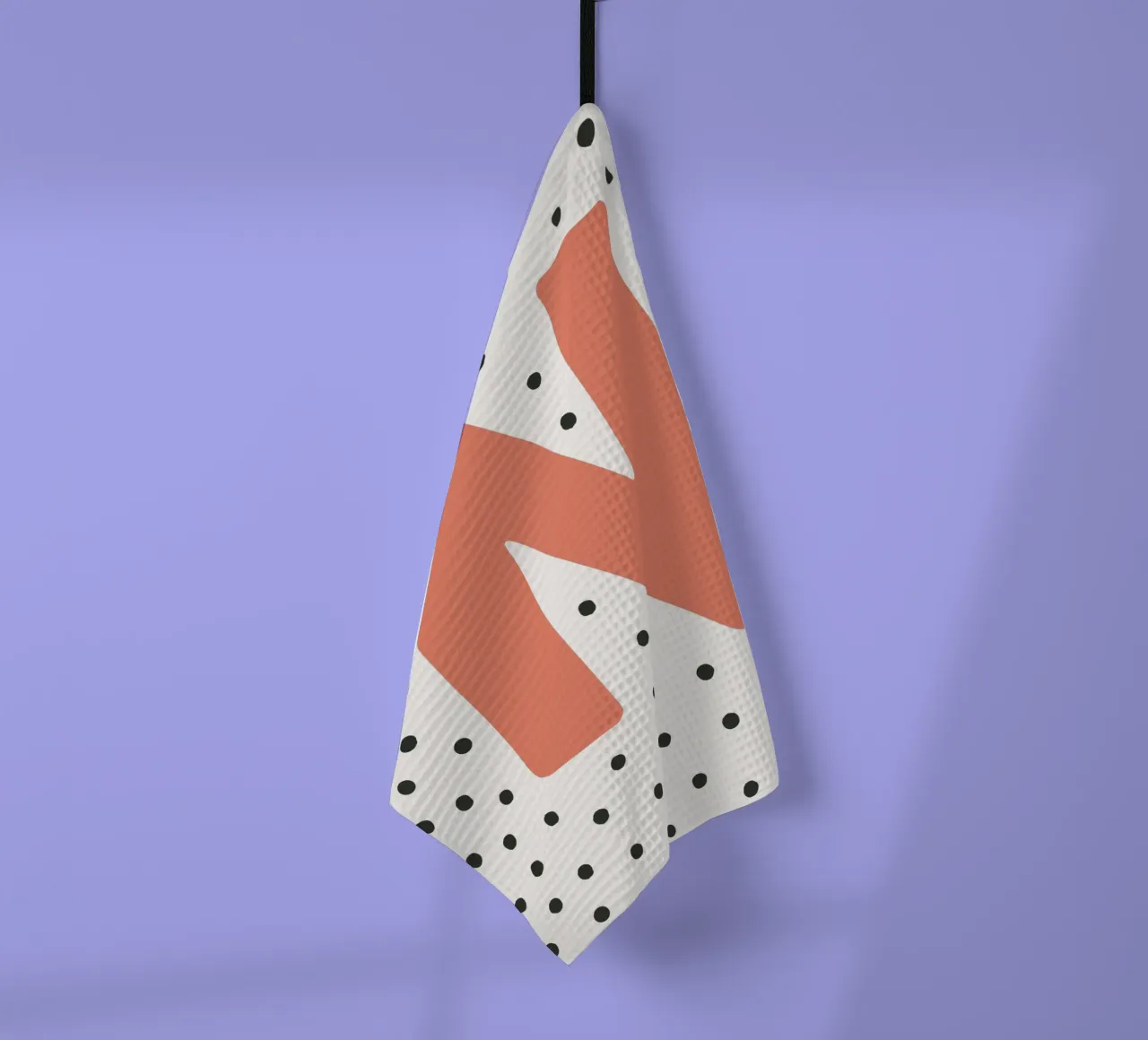 Initiale N sur motif à pois - style scandinave torchon de KidzStudio