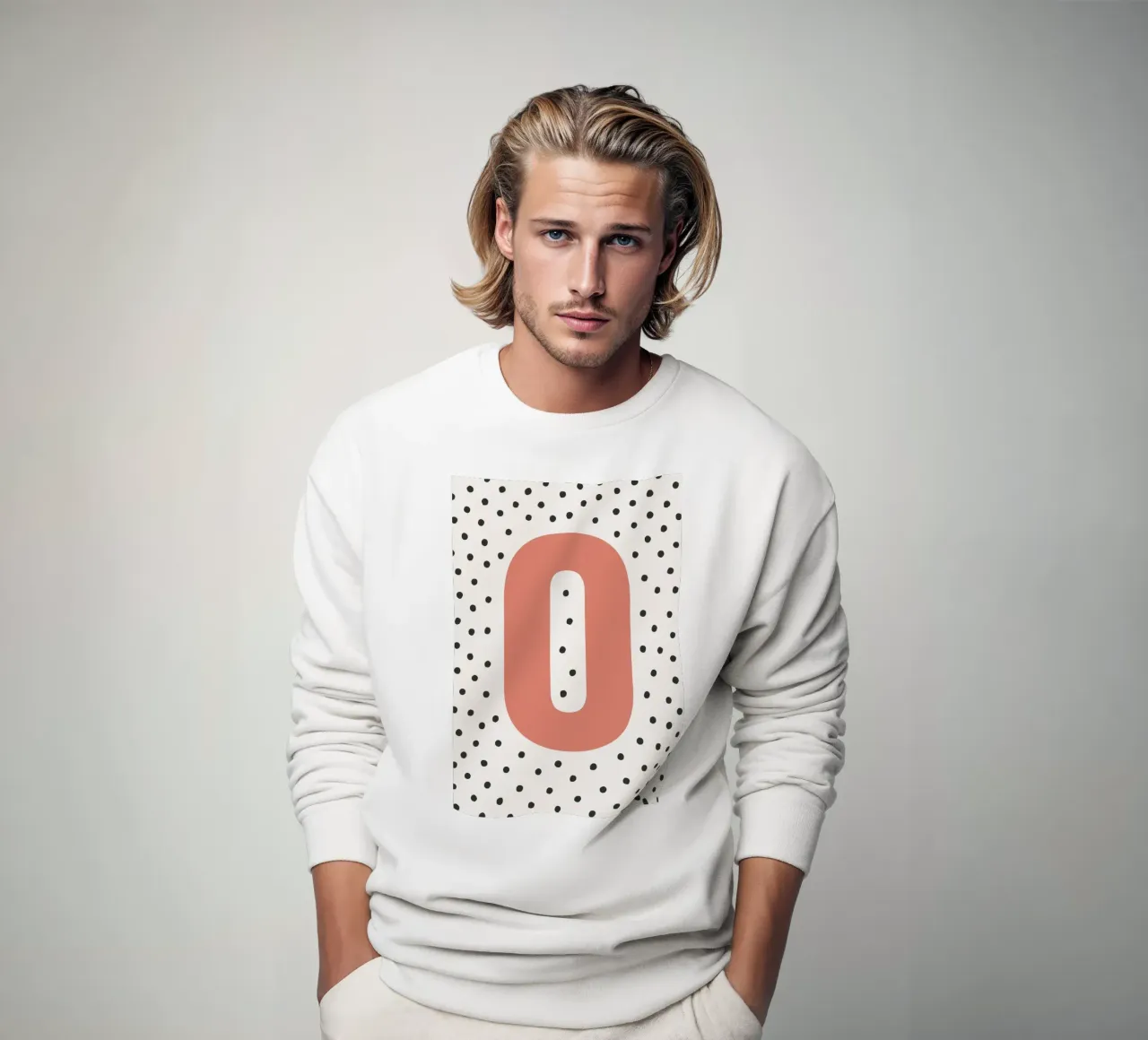 Initial O on dot pattern - Scandinavian style sweatshirt by KidzStudio