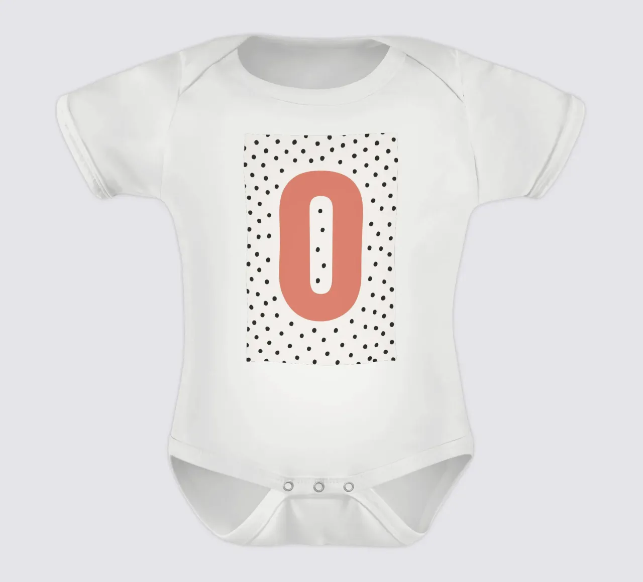 Initial O on dot pattern - Scandinavian style short-sleeve baby romper by KidzStudio