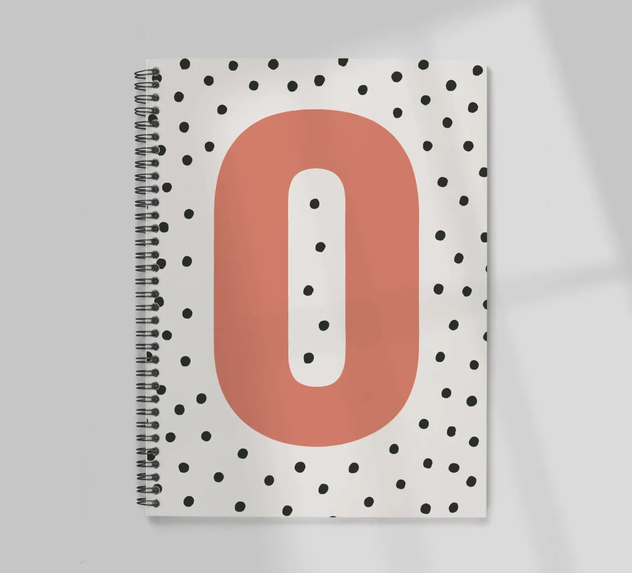 Initial O on dot pattern - Scandinavian style spiral notebook by KidzStudio