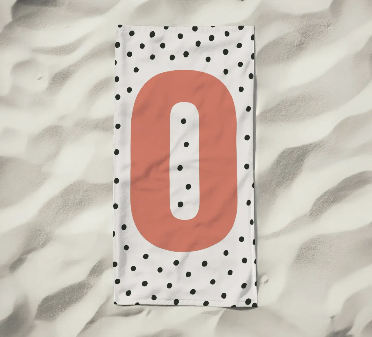 Initial O on dot pattern - Scandinavian style beach towel by KidzStudio