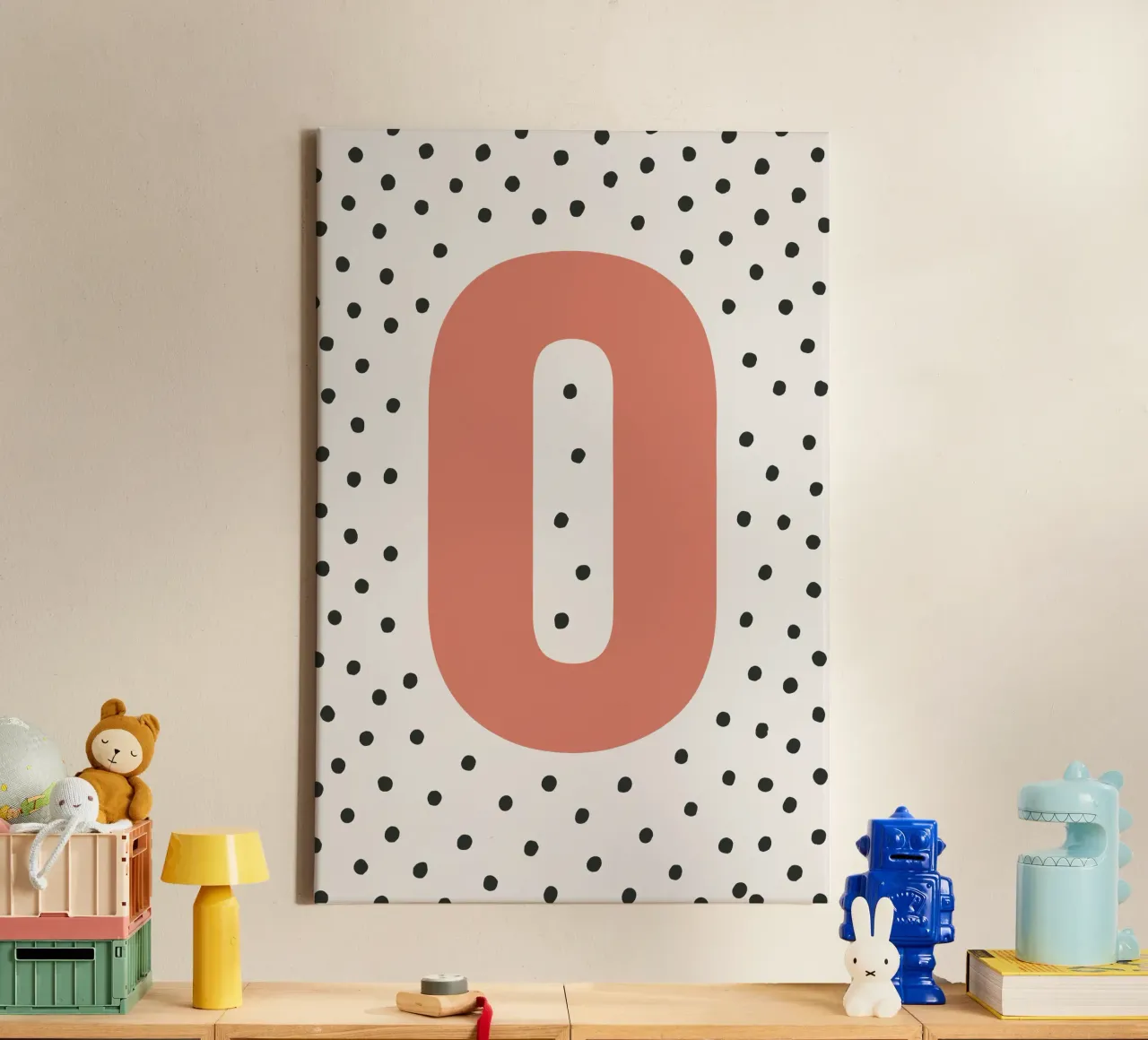 Initiale O auf Punktemuster – Skandinavischer Stil Leinwand von KidzStudio
