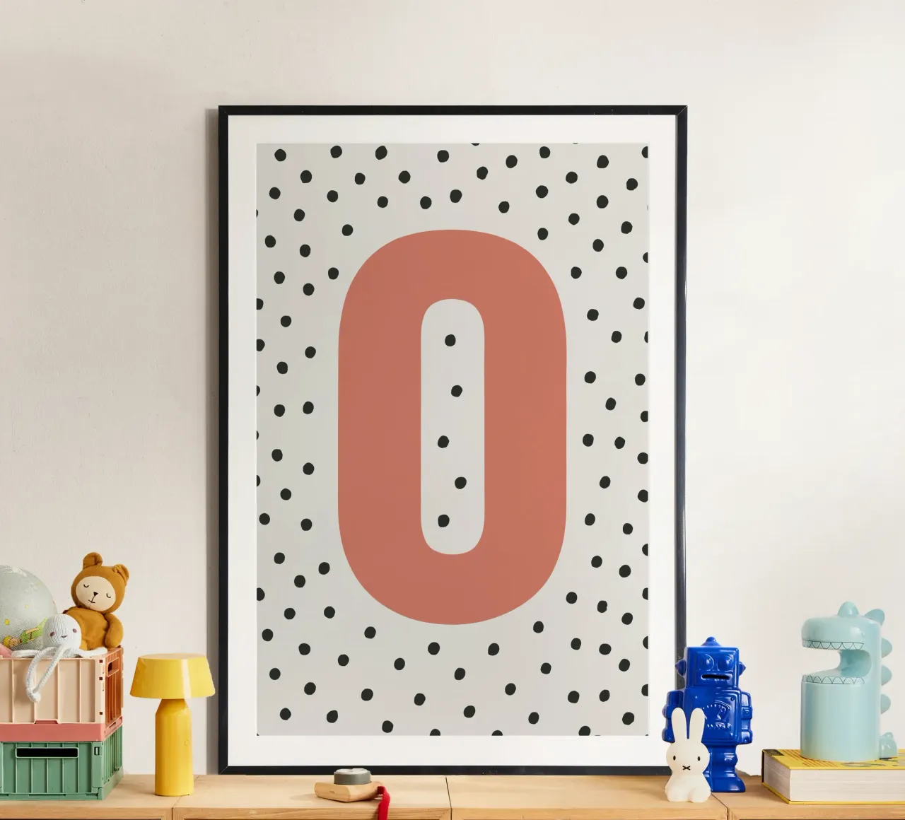 Initial O on dot pattern - Scandinavian style hahnemühle by KidzStudio