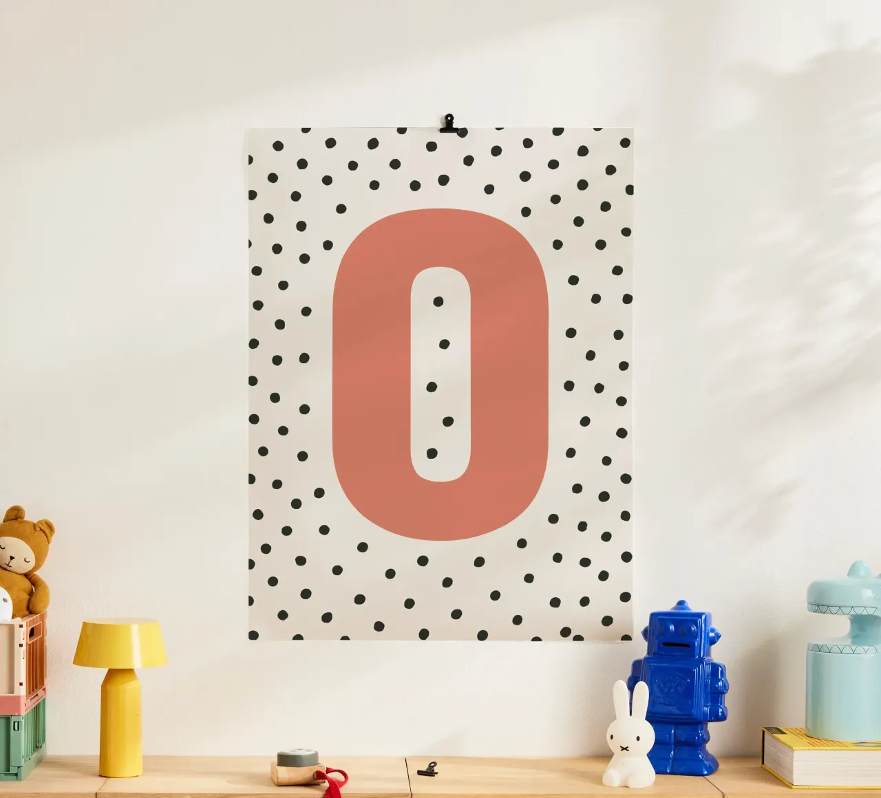 Initial O on dot pattern - Scandinavian style hahnemühle by KidzStudio
