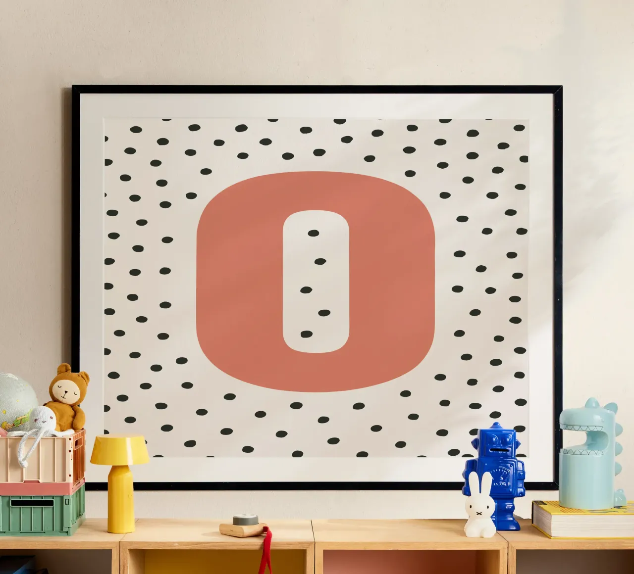 Initial O on dot pattern - Scandinavian style hahnemühle by KidzStudio