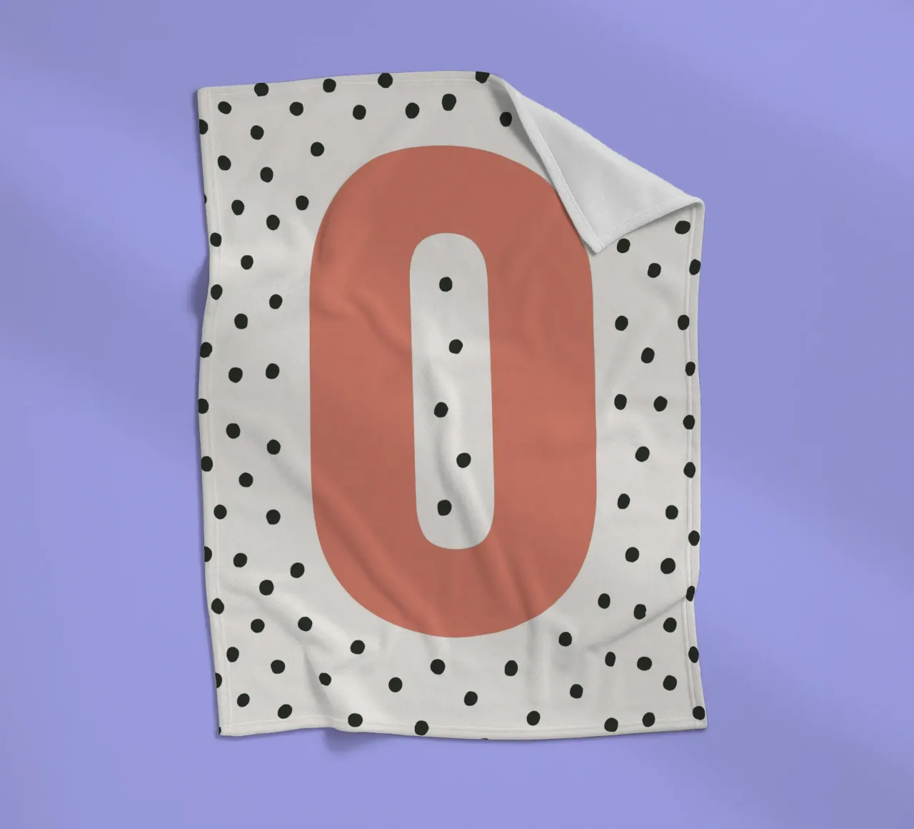 Initial O on dot pattern - Scandinavian style fleece blanket by KidzStudio