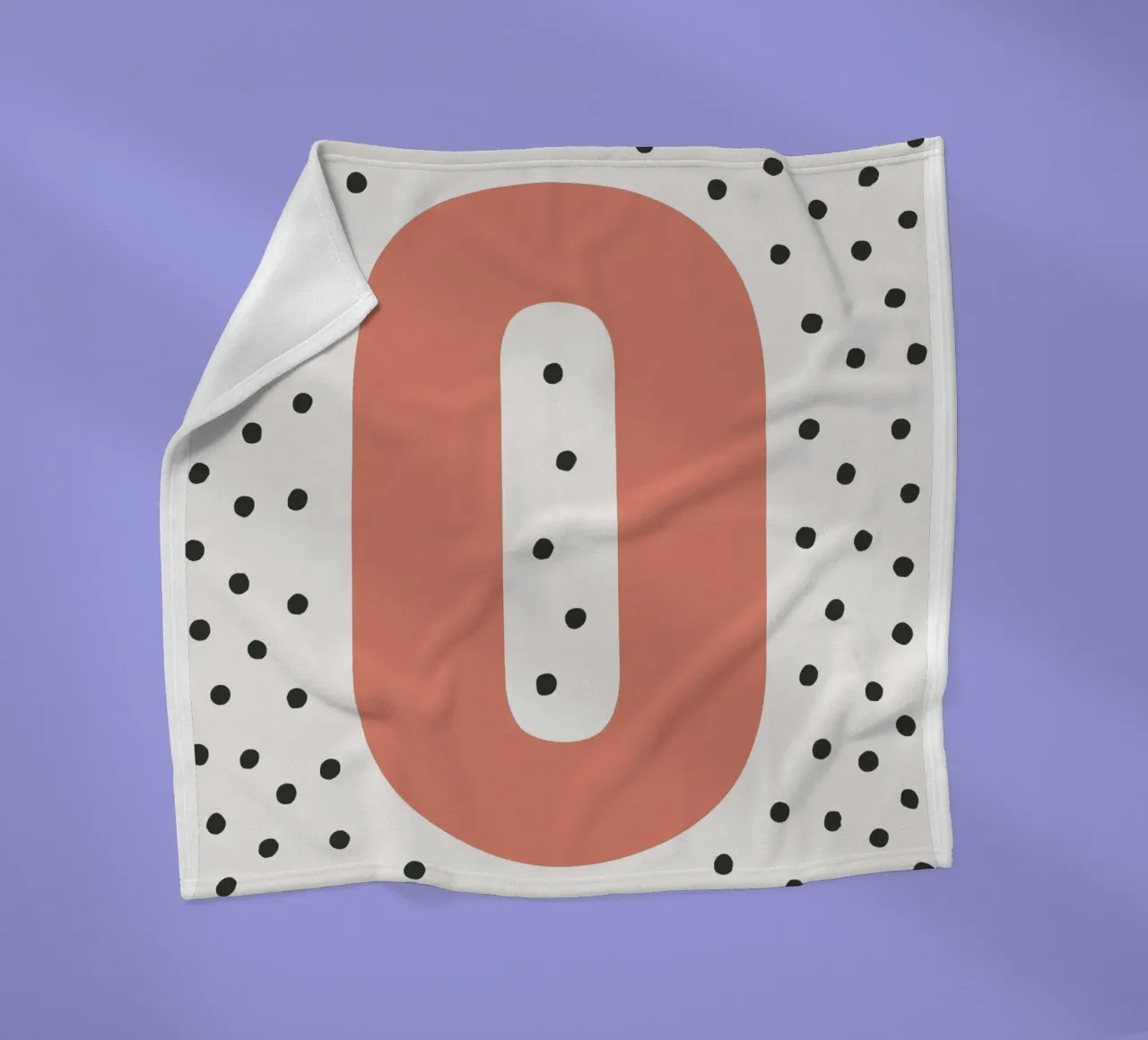 Initial O on dot pattern - Scandinavian style fleece blanket by KidzStudio