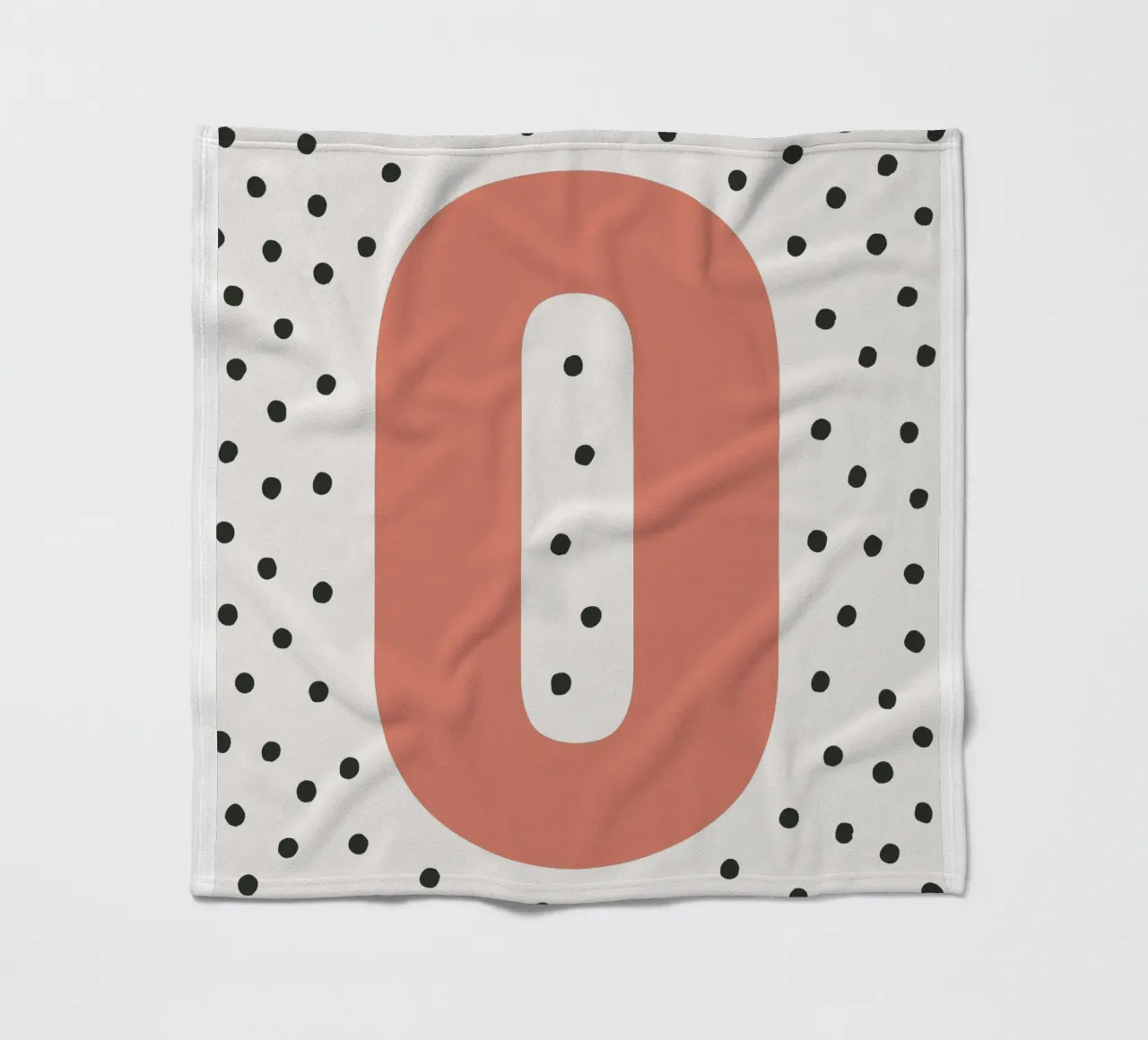 Initial O on dot pattern - Scandinavian style fleece blanket by KidzStudio