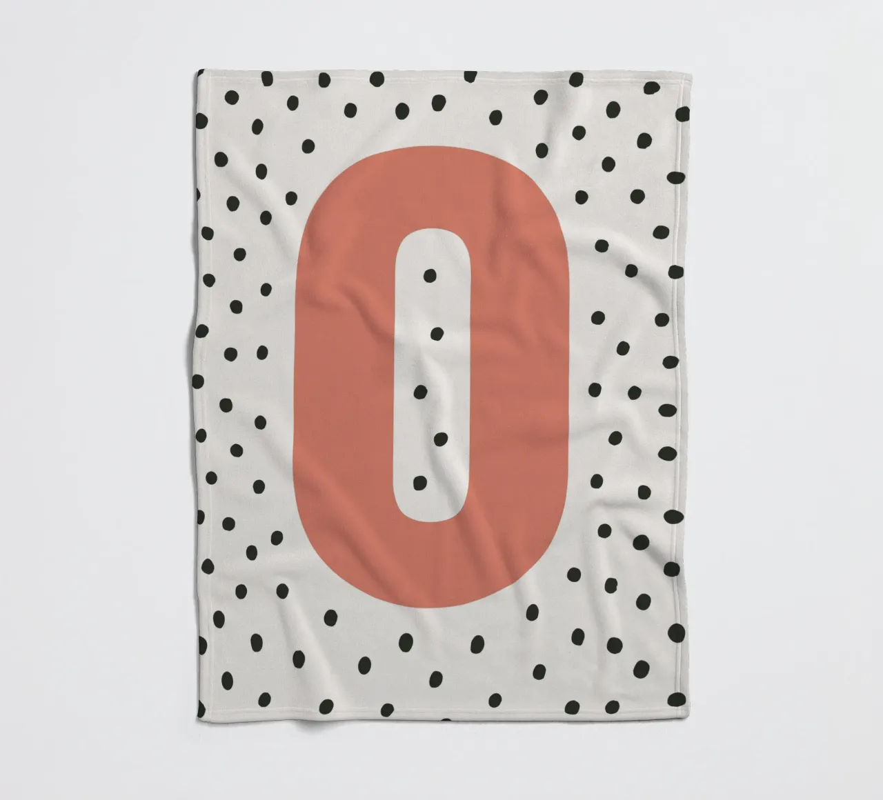 Initial O on dot pattern - Scandinavian style fleece blanket by KidzStudio