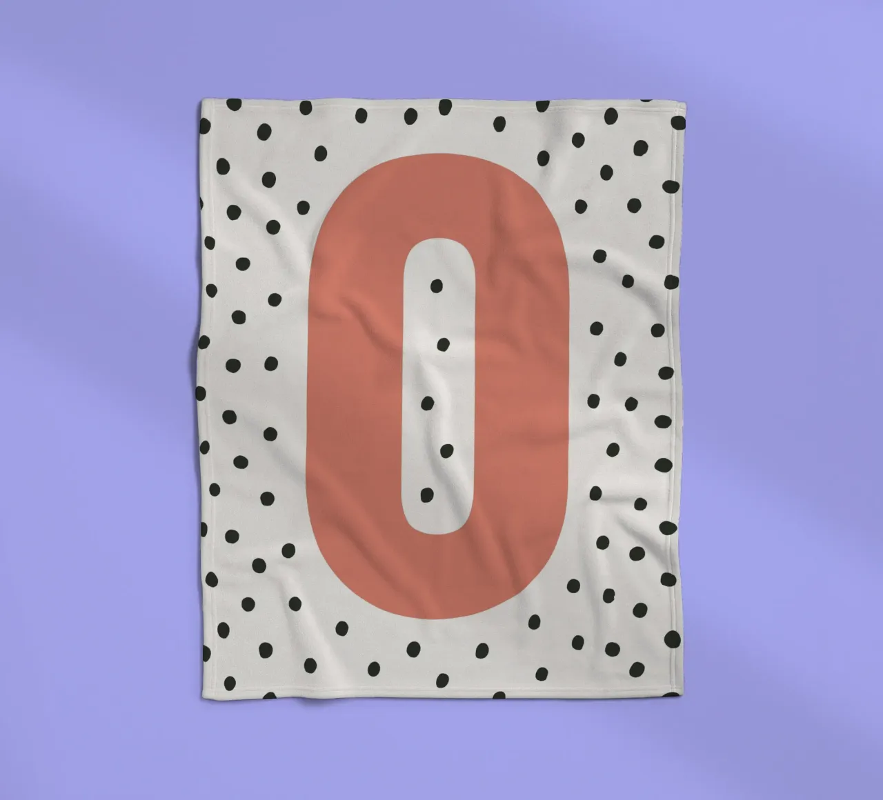 Initial O on dot pattern - Scandinavian style fleece blanket by KidzStudio