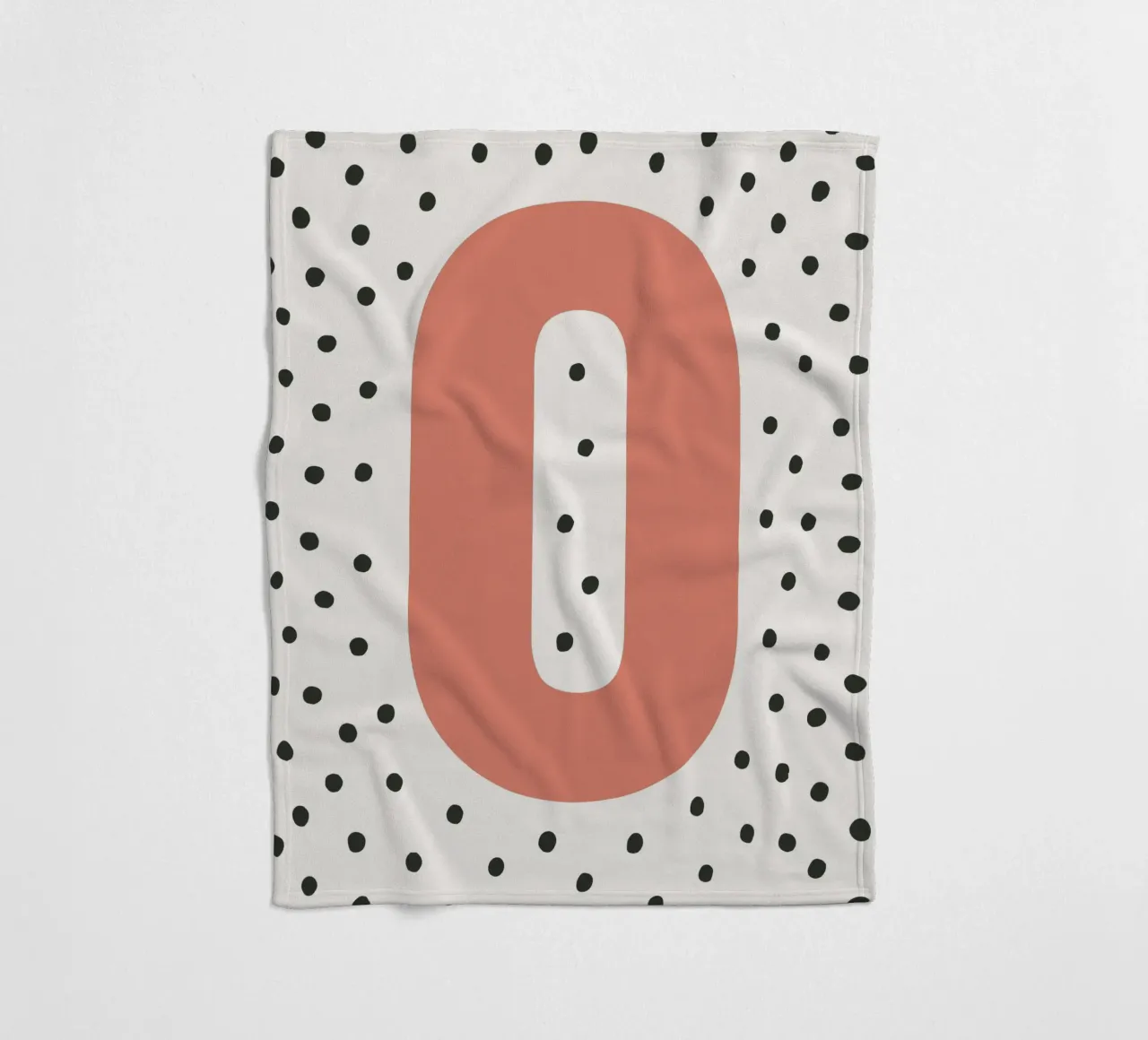 Initial O on dot pattern - Scandinavian style fleece blanket by KidzStudio