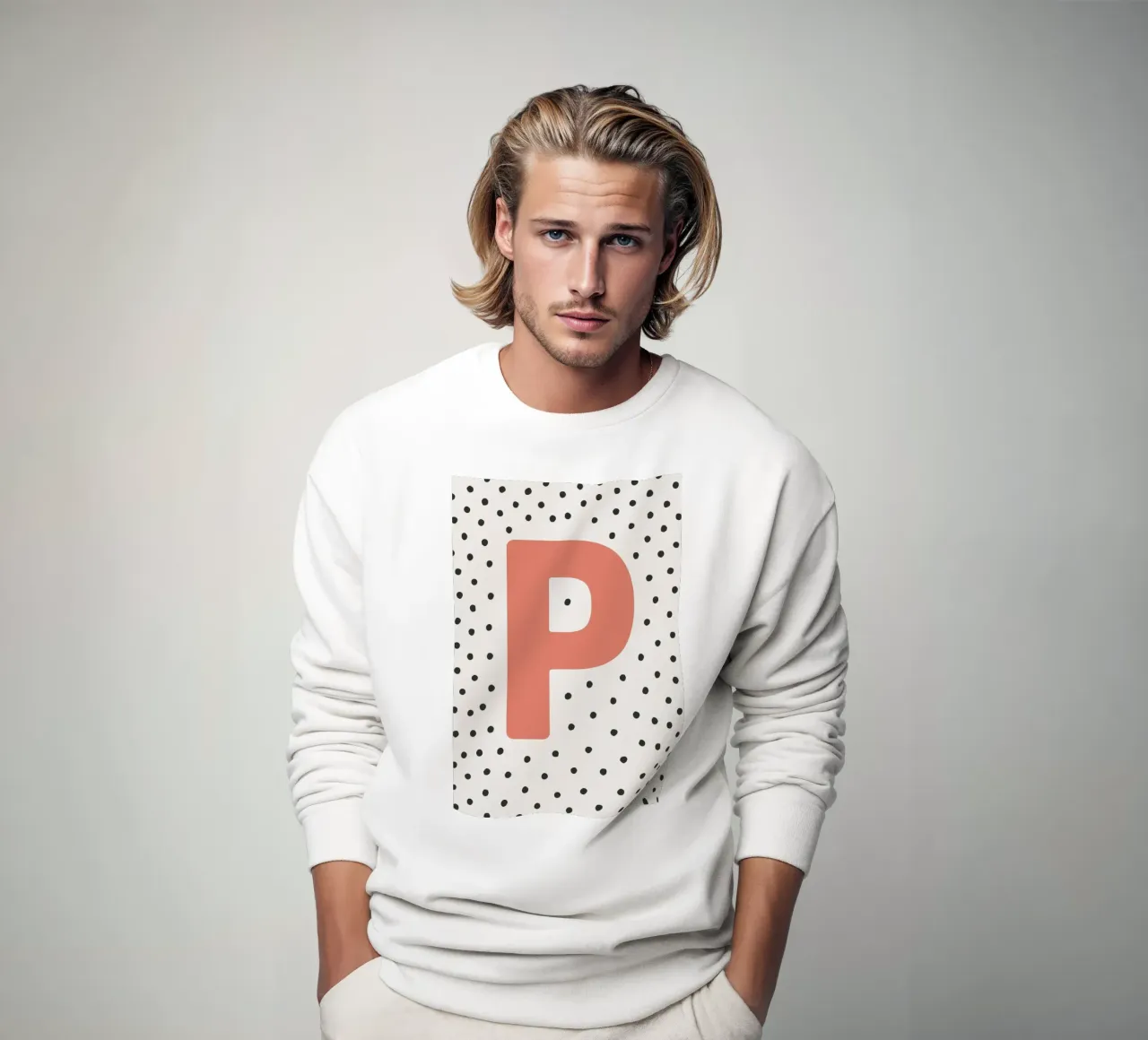 Initial P on dot pattern - Scandinavian style sweatshirt by KidzStudio