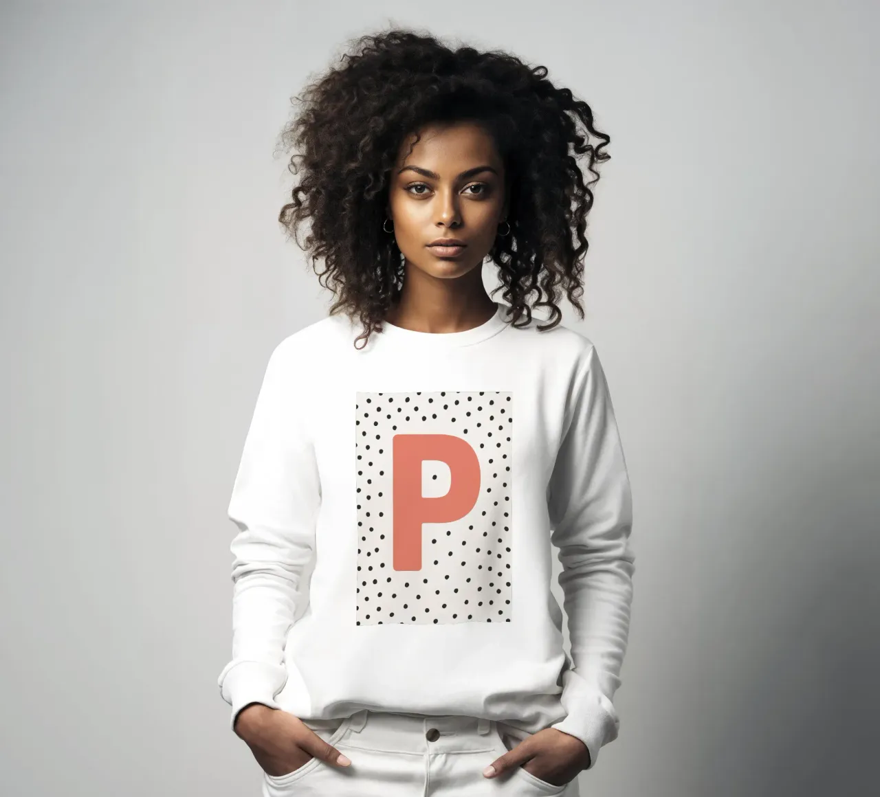 Initial P on dot pattern - Scandinavian style sweatshirt by KidzStudio