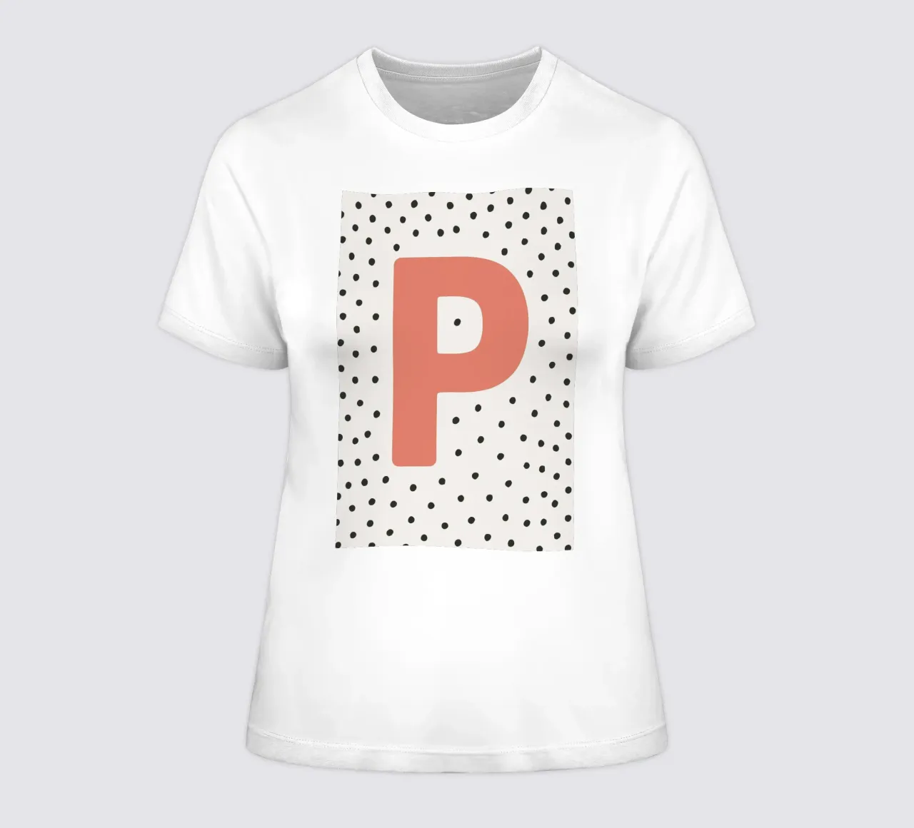 Initial P on dot pattern - Scandinavian style women's fitted t-shirt by KidzStudio