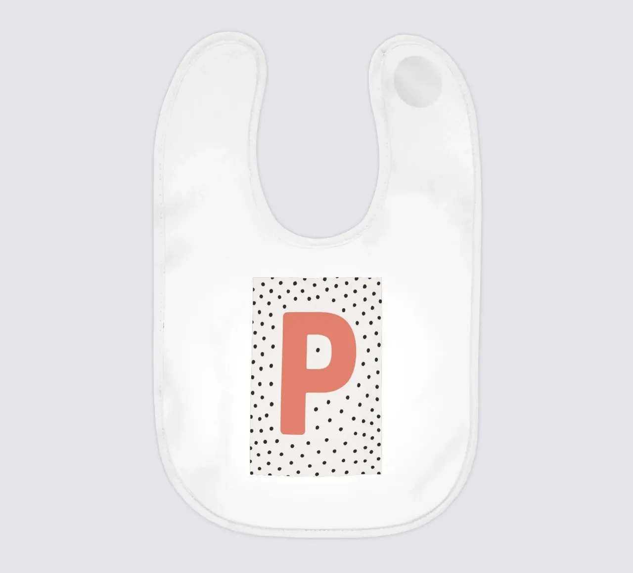 Iniziale P su motivo a pois - Stile scandinavo bavaglino da KidzStudio