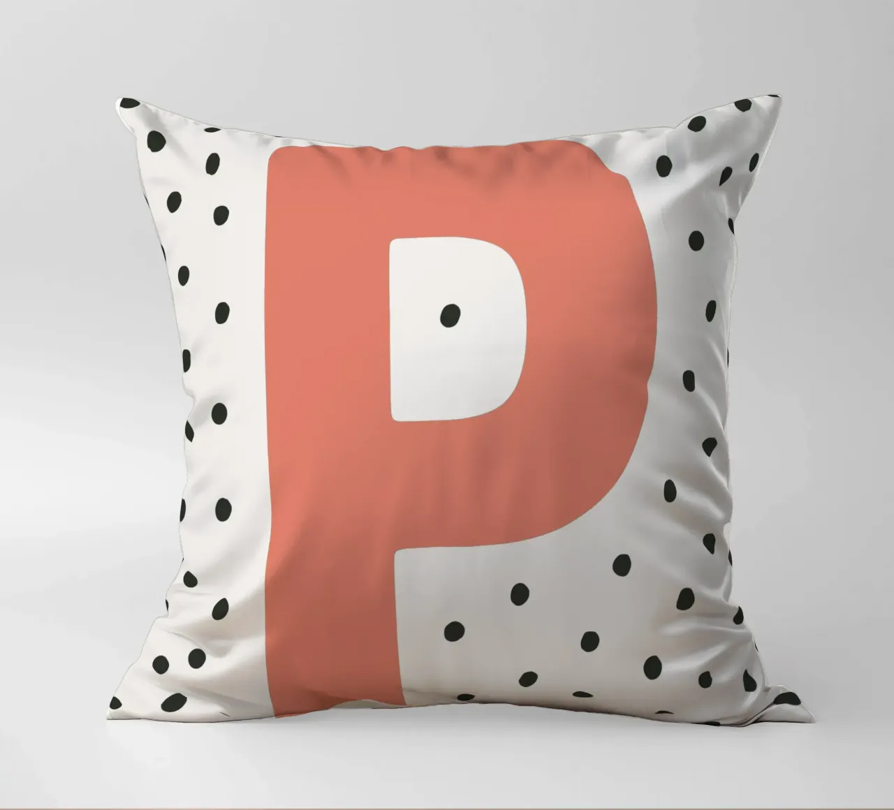 Initial P on dot pattern - Scandinavian style decorative cushion by KidzStudio