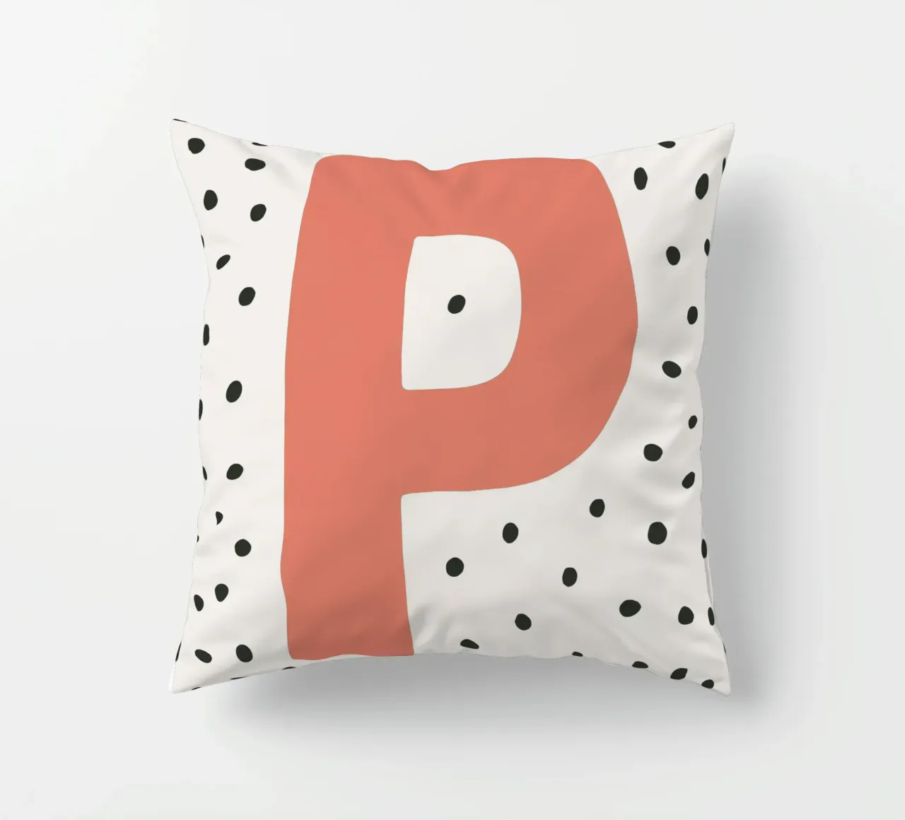 Initial P on dot pattern - Scandinavian style decorative cushion by KidzStudio