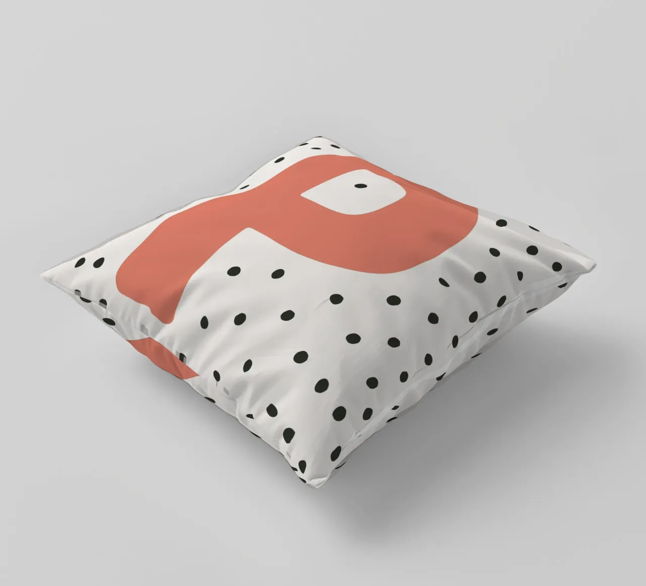 Initial P on dot pattern - Scandinavian style decorative cushion by KidzStudio