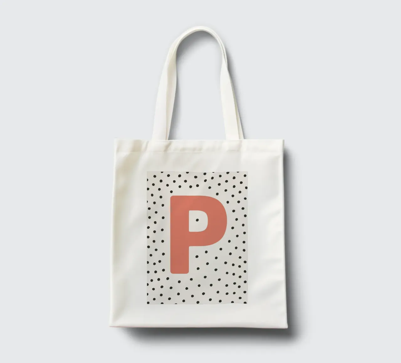 Initial P on dot pattern - Scandinavian style tote bag by KidzStudio