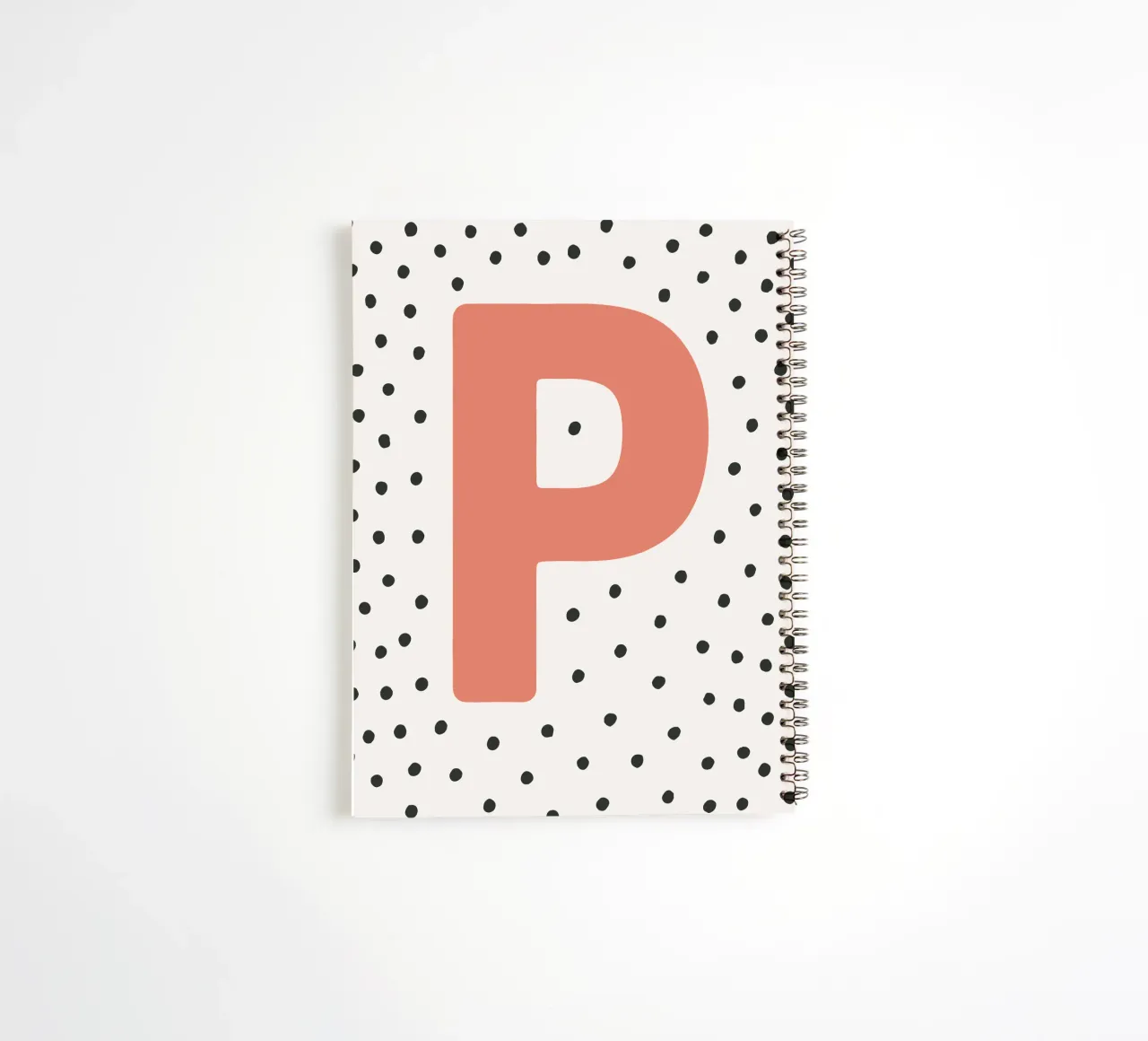 Initial P on dot pattern - Scandinavian style spiral notebook by KidzStudio