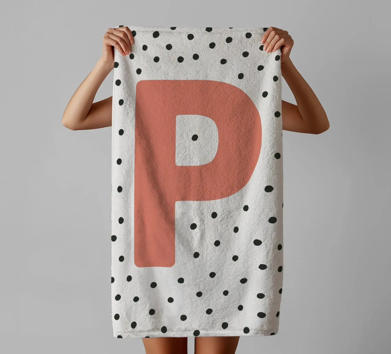 Initial P on dot pattern - Scandinavian style towel by KidzStudio