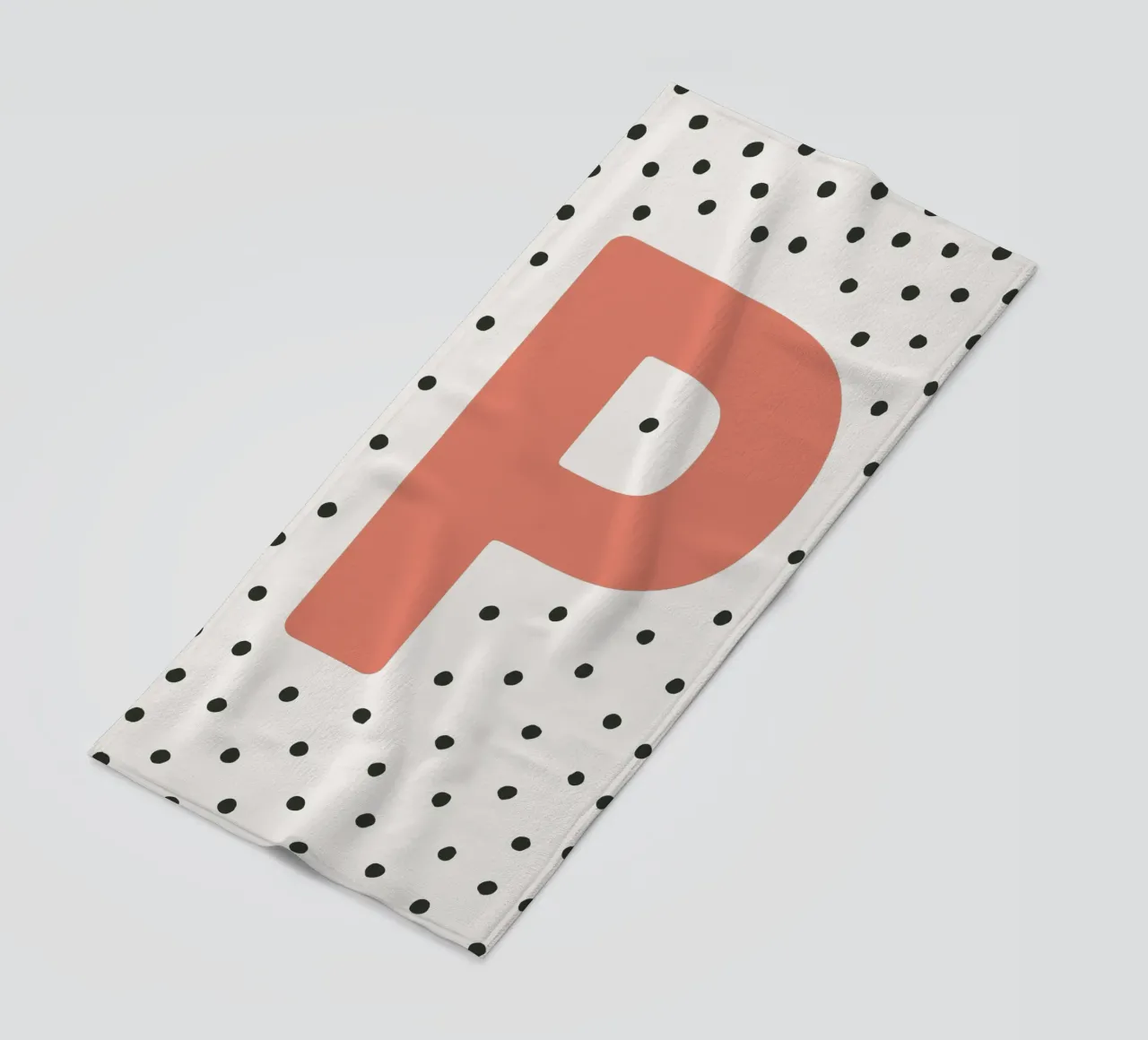 Initial P on dot pattern - Scandinavian style beach towel by KidzStudio
