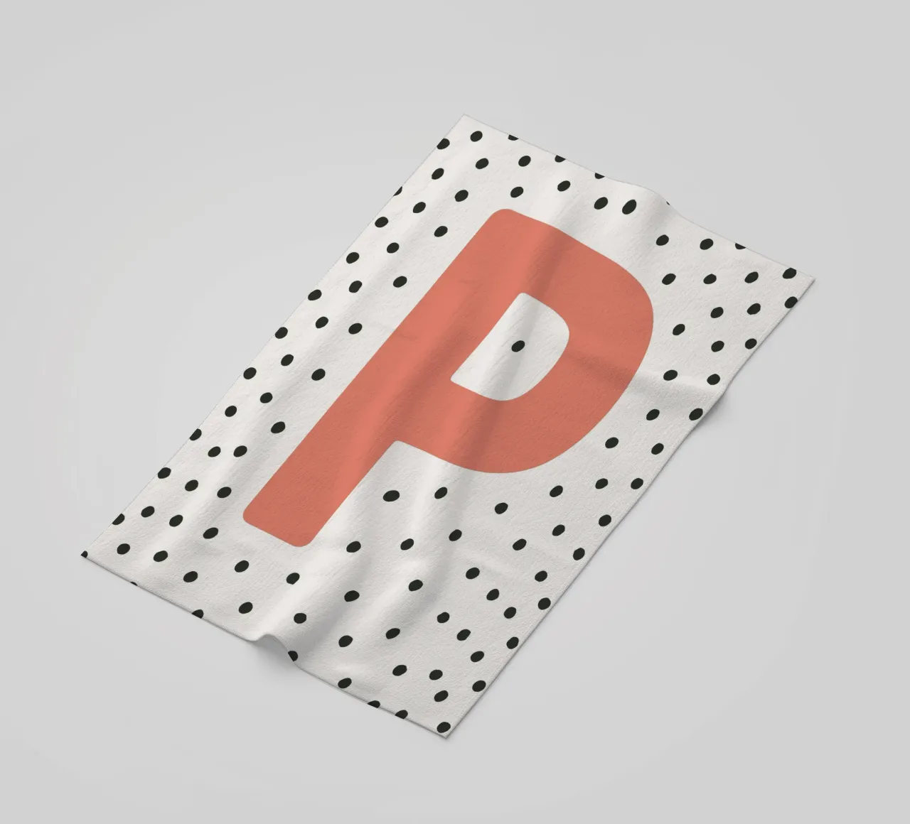 Initial P on dot pattern - Scandinavian style beach towel by KidzStudio