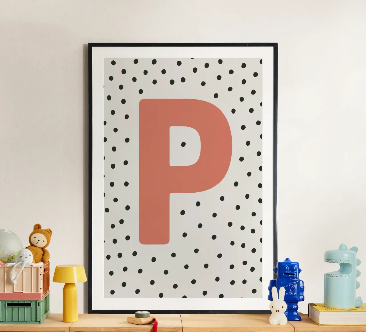 Initial P on dot pattern - Scandinavian style hahnemühle by KidzStudio