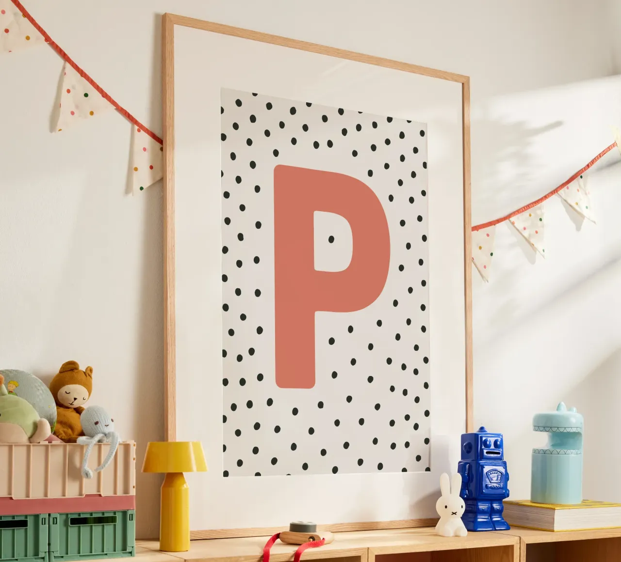 Initial P on dot pattern - Scandinavian style hahnemühle by KidzStudio