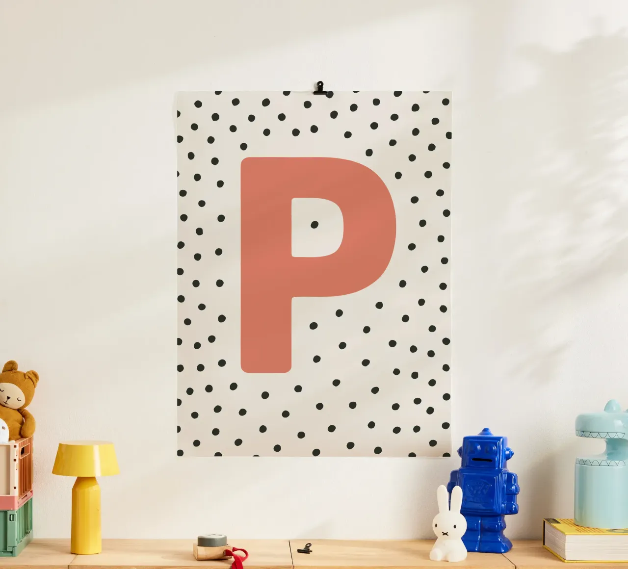 Initial P on dot pattern - Scandinavian style hahnemühle by KidzStudio