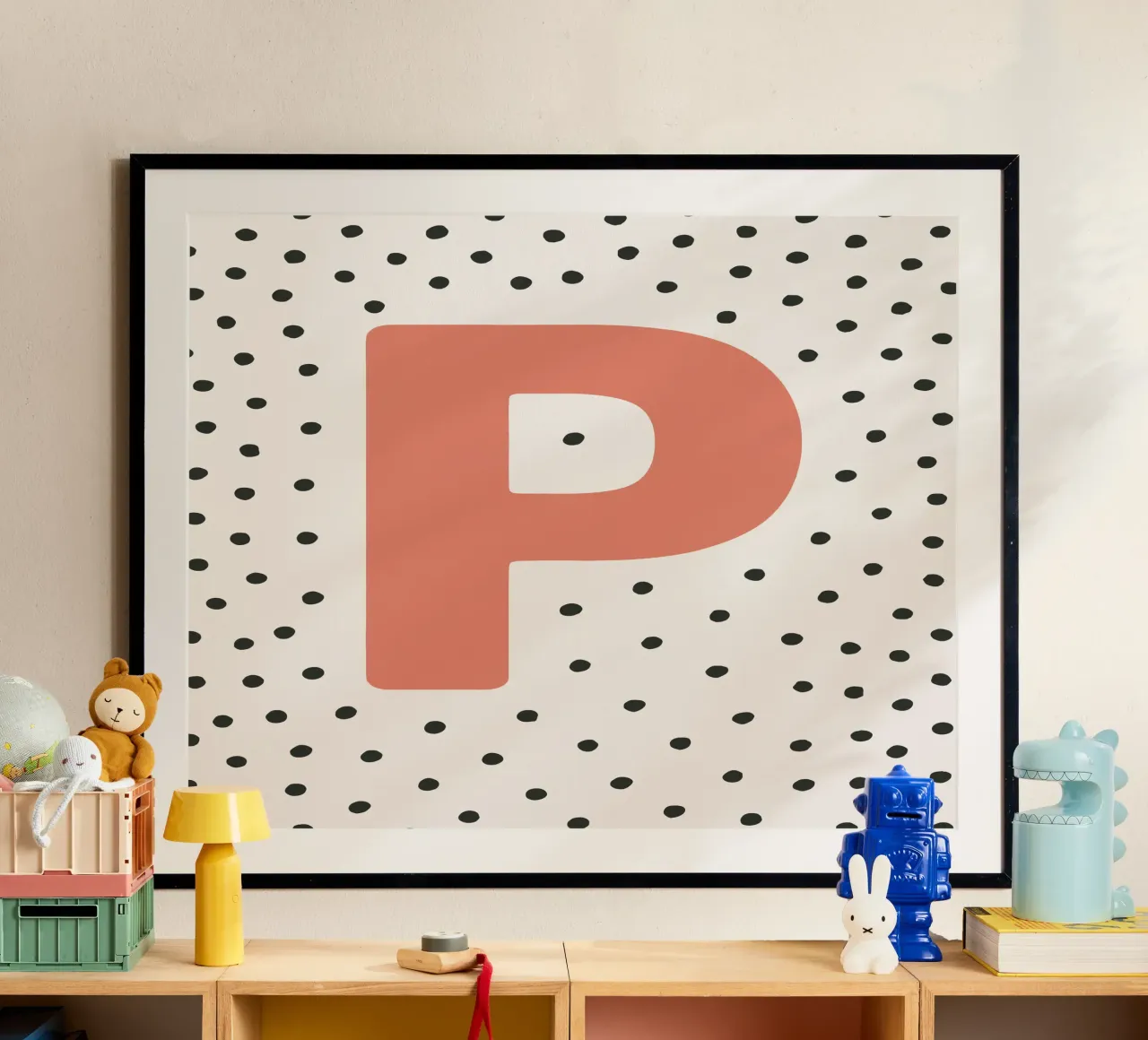 Initial P on dot pattern - Scandinavian style hahnemühle by KidzStudio