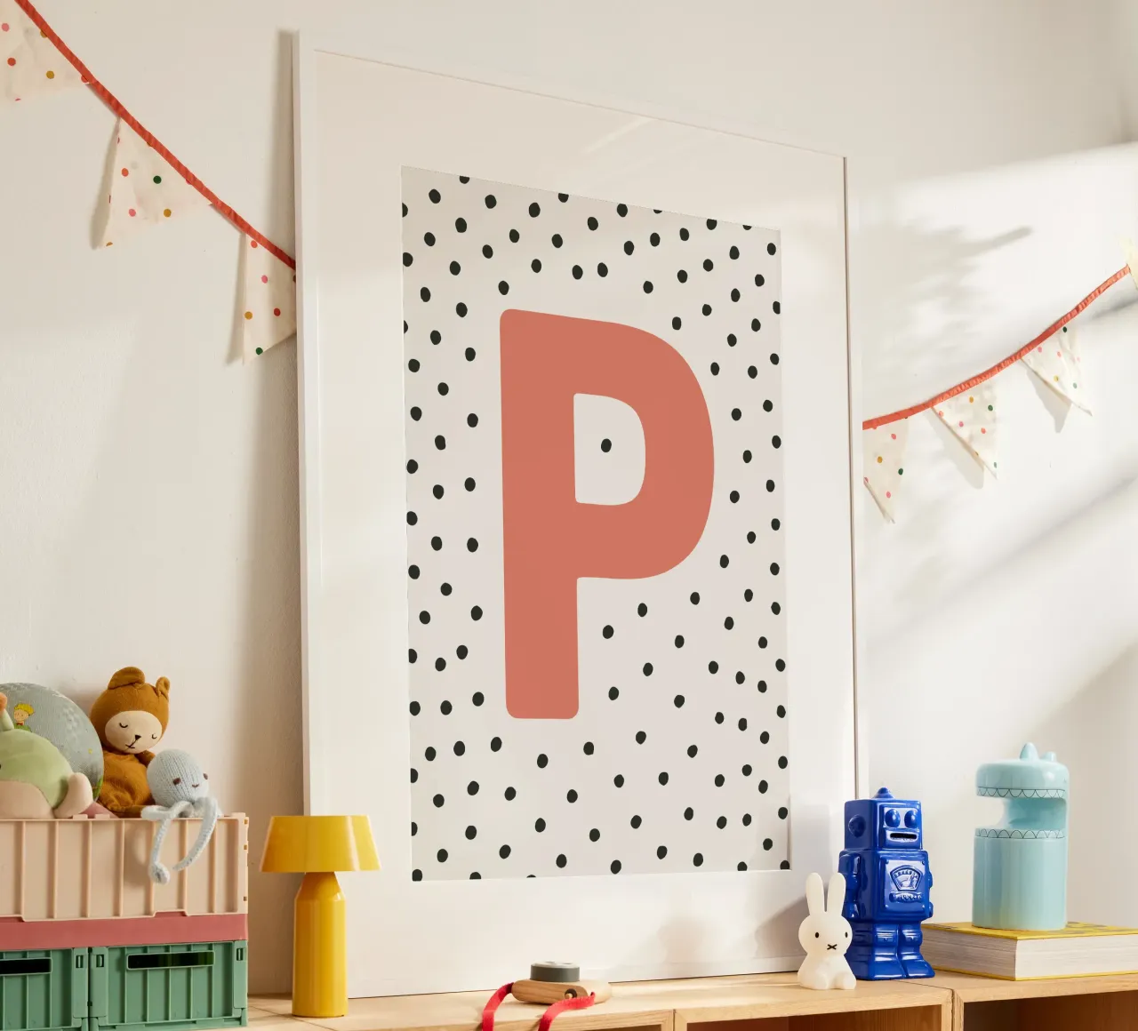 Initial P on dot pattern - Scandinavian style hahnemühle by KidzStudio