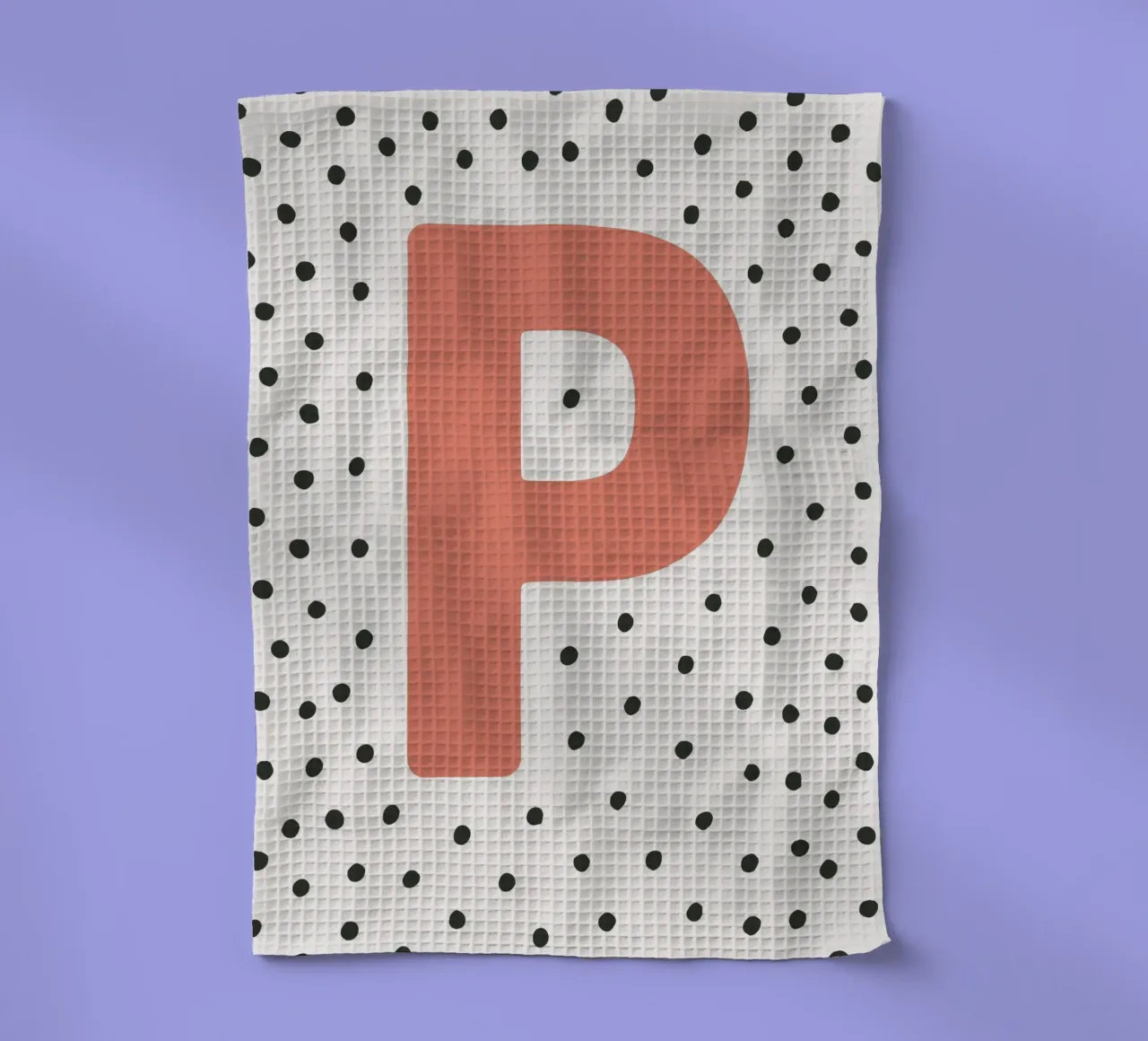 Initial P on dot pattern - Scandinavian style tea towel by KidzStudio