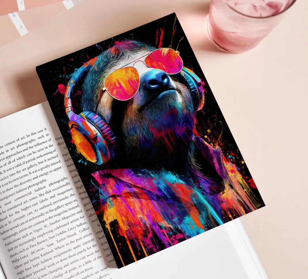 Cool animals: funky sloth with headphones and sunglasses notebook by SlothStella