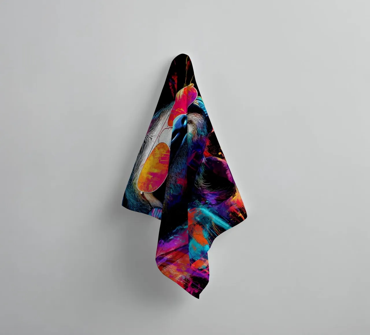 Cool animals: funky sloth with headphones and sunglasses towel by SlothStella