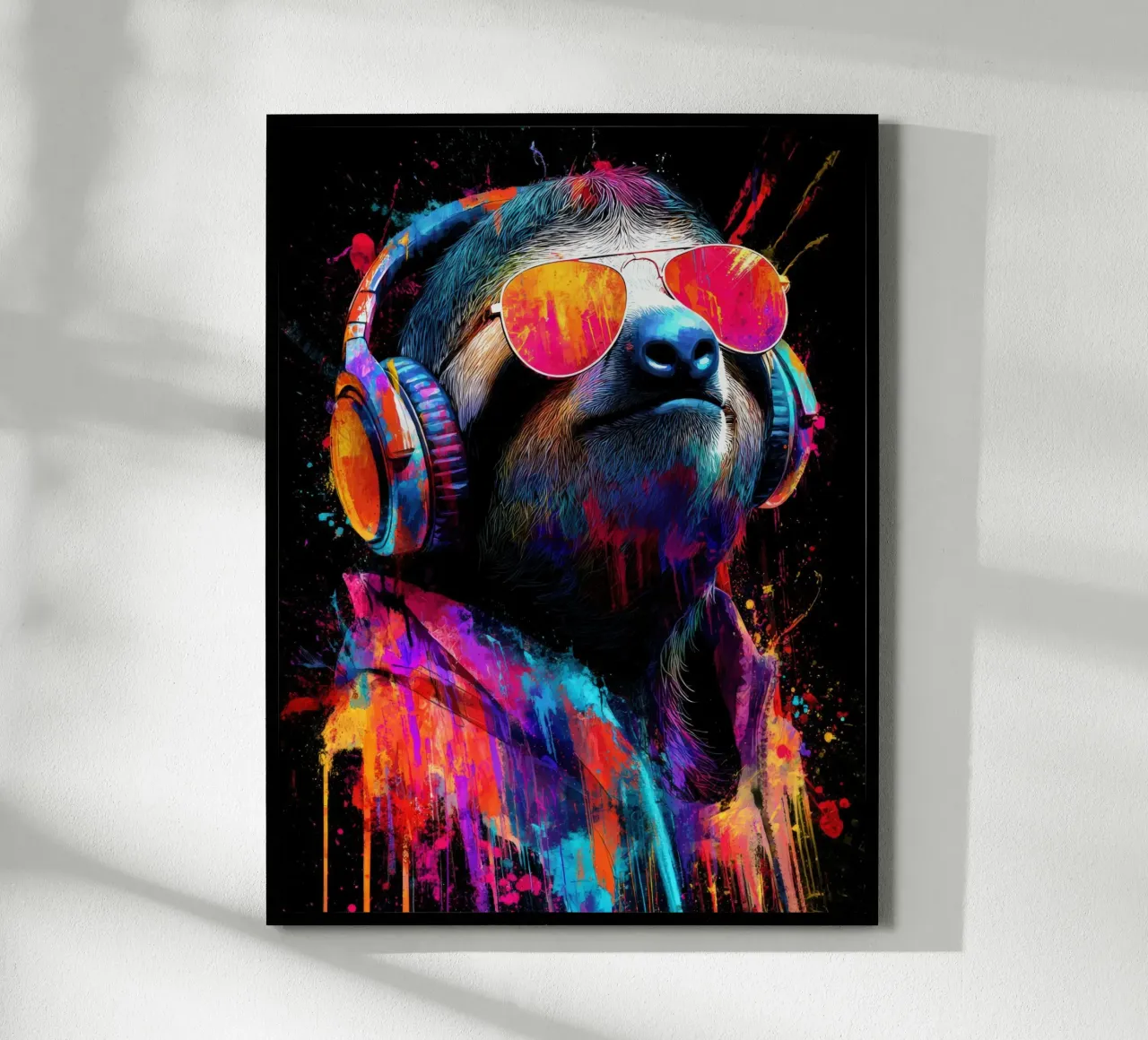 Cool animals: funky sloth with headphones and sunglasses hahnemühle by SlothStella