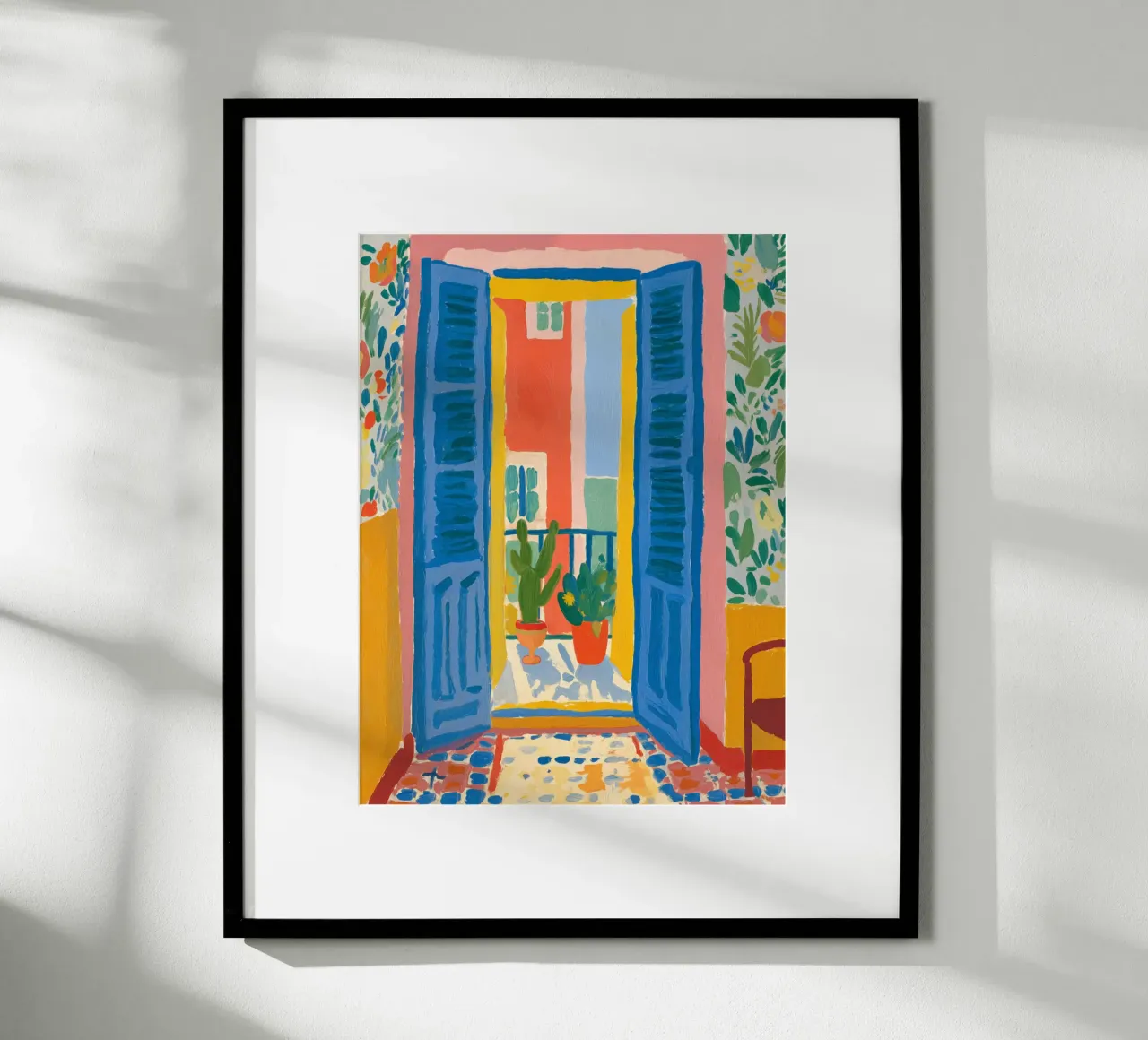 Scena estiva sul balcone poster con telaio in alluminio da Carinaprint