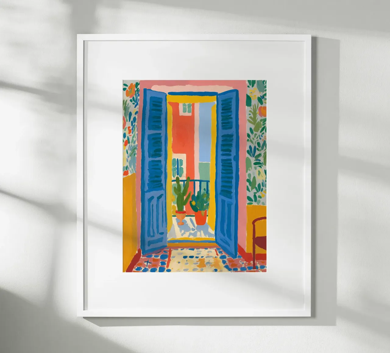 Scena estiva sul balcone poster con telaio in alluminio da Carinaprint